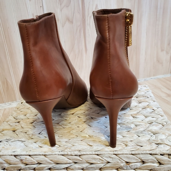 Women's Jessica Simpson Carolie Ankle Boots Booties Sz 8 Zip Carmel Brown - Picture 4 of 10